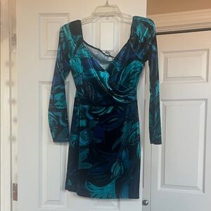 VENUS Teal and Black Long Sleeve Dress